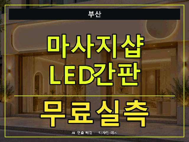 부산 마사지샵 LED간판 무료실측 안내 썸네일 · AI 연출 배경