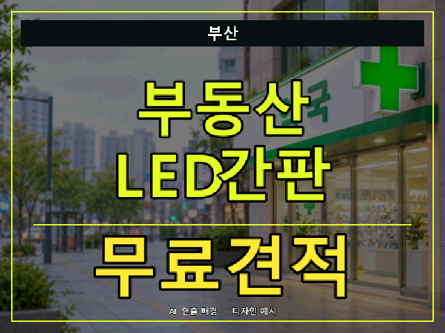 부산 부동산 LED간판 무료견적 안내 썸네일 · AI 연출 배경