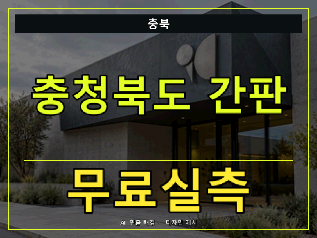 충북 간판 제작 무료실측 안내 썸네일 · AI 연출 배경
