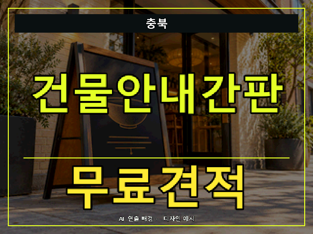 충북 건물안내간판 무료견적 안내 썸네일 · AI 연출 배경