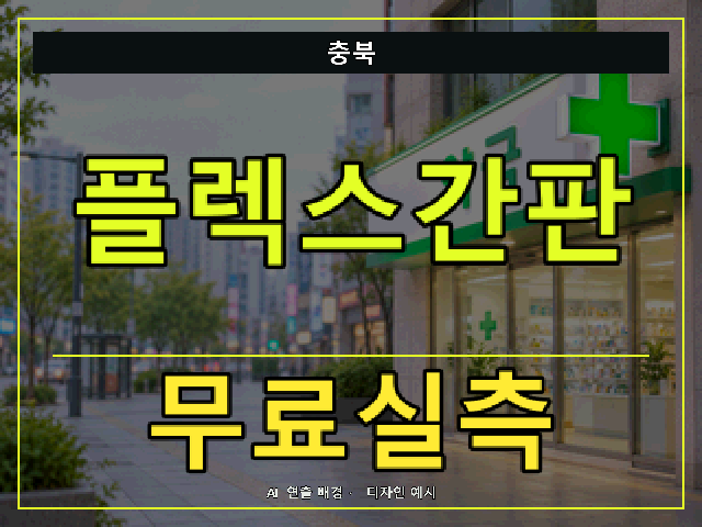 충북 플렉스간판 무료실측 안내 썸네일 · AI 연출 배경