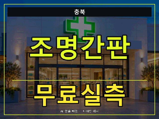 충북 조명간판 무료실측 안내 썸네일 · AI 연출 배경