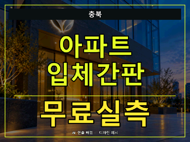 충북 아파트 입체간판 무료실측 안내 썸네일 · AI 연출 배경