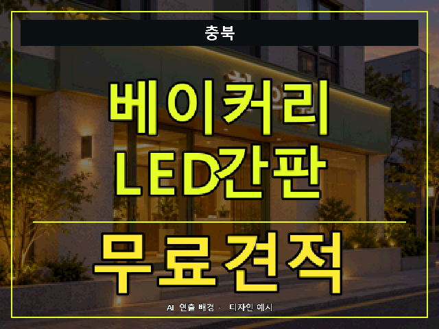 충북 베이커리 LED간판 무료견적 안내 썸네일 · AI 연출 배경