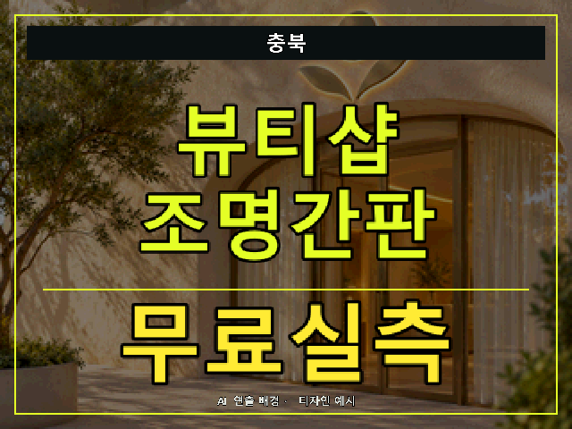 충북 뷰티샵 조명간판 무료실측 안내 썸네일 · AI 연출 배경