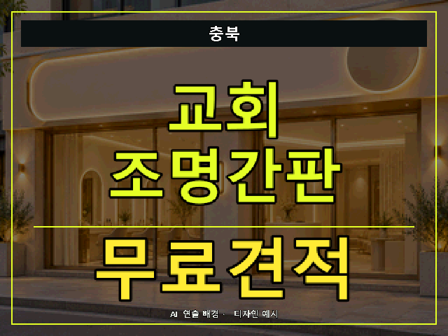 충북 교회 조명간판 무료견적 안내 썸네일 · AI 연출 배경