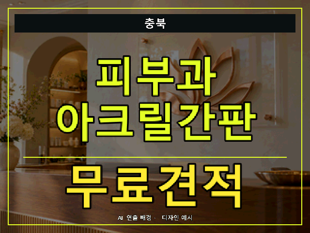 충북 피부과 아크릴간판 무료견적 안내 썸네일 · AI 연출 배경