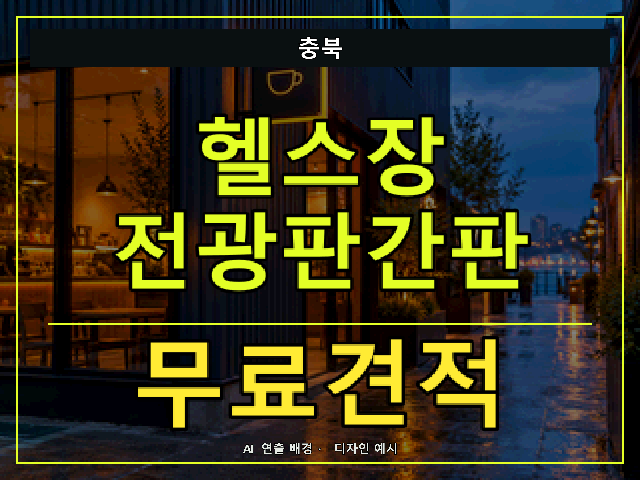 충북 헬스장 전광판간판 무료견적 안내 썸네일 · AI 연출 배경