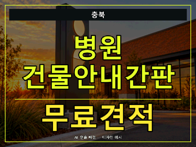 충북 병원 건물안내간판 무료견적 안내 썸네일 · AI 연출 배경