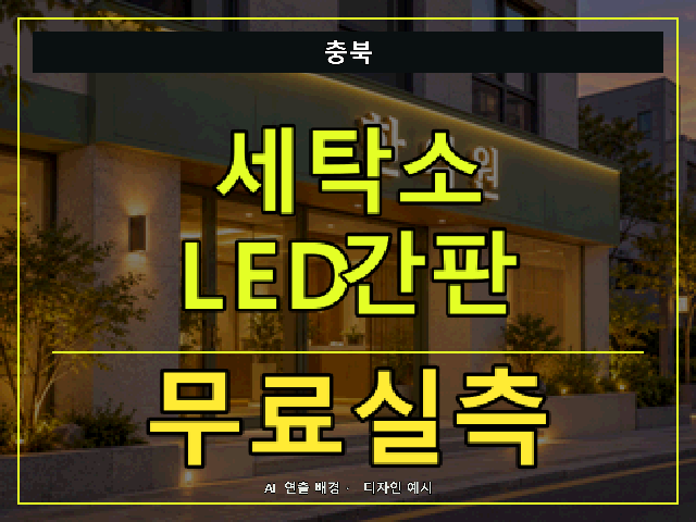 충북 세탁소 LED간판 무료실측 안내 썸네일 · AI 연출 배경