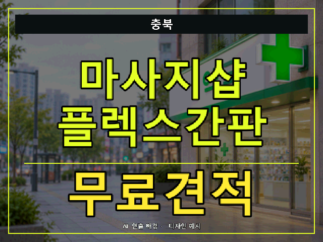 충북 마사지샵 플렉스간판 무료견적 안내 썸네일 · AI 연출 배경