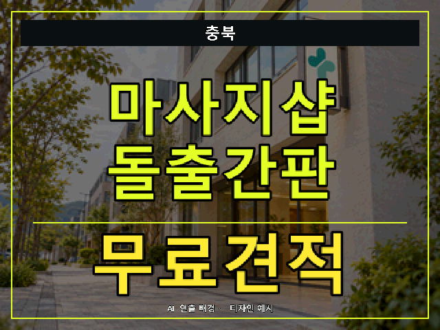 충북 마사지샵 돌출간판 무료견적 안내 썸네일 · AI 연출 배경