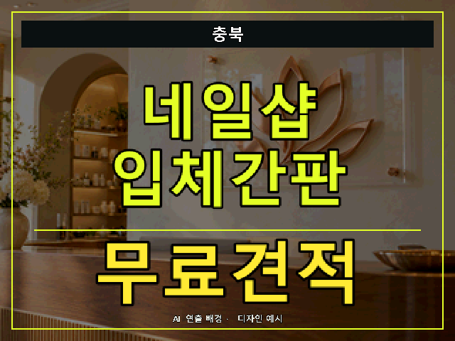 충북 네일샵 입체간판 무료견적 안내 썸네일 · AI 연출 배경
