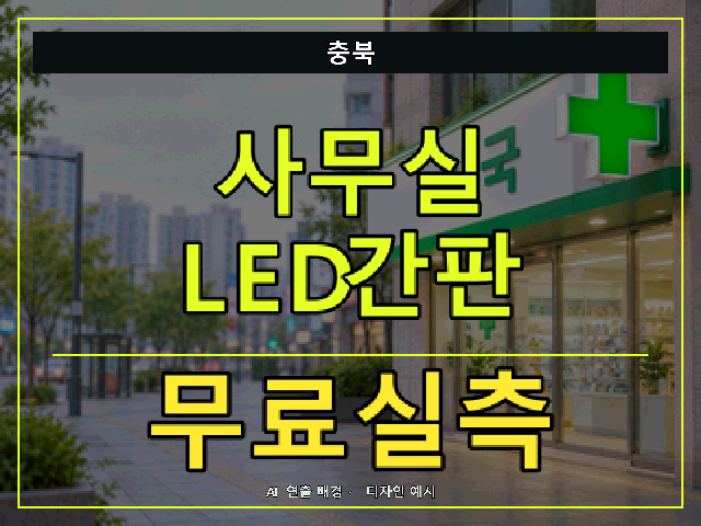 충북 사무실 LED간판 무료실측 안내 썸네일 · AI 연출 배경