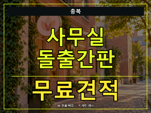 충북 사무실 돌출간판 무료견적 안내 썸네일 · AI 연출 배경