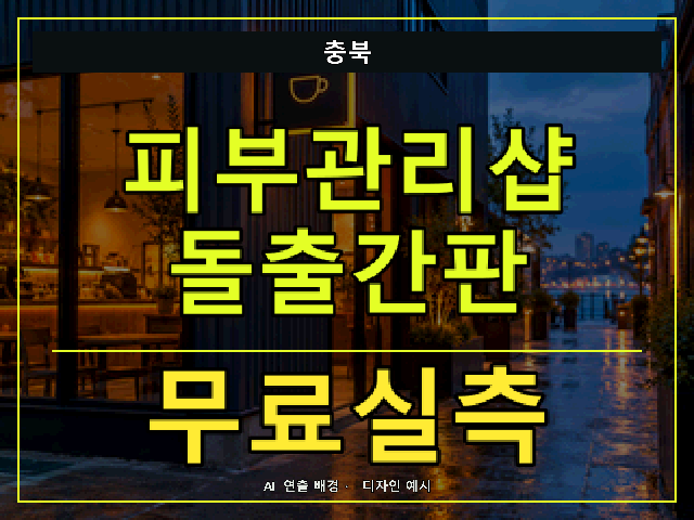 충북 피부관리샵 돌출간판 무료실측 안내 썸네일 · AI 연출 배경