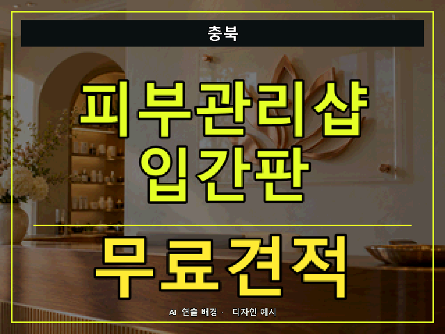 충북 피부관리샵 입간판 무료견적 안내 썸네일 · AI 연출 배경
