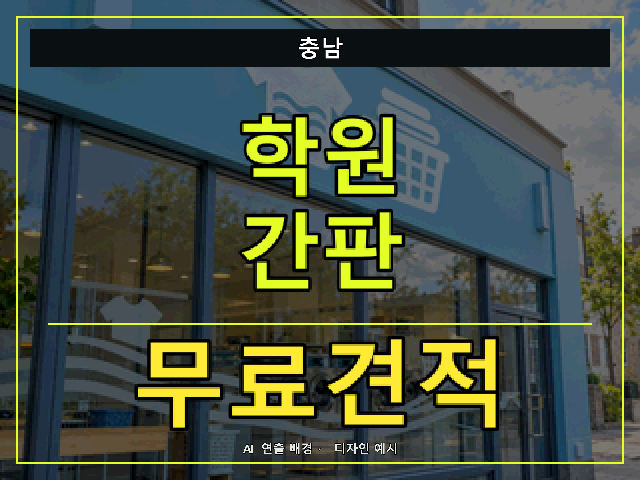 충남 학원 간판 무료견적 안내 썸네일 · AI 연출 배경