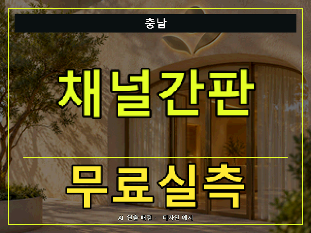 충남 채널간판 무료실측 안내 썸네일 · AI 연출 배경