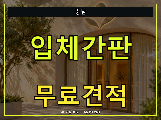 충남 입체간판 무료견적 안내 썸네일 · AI 연출 배경
