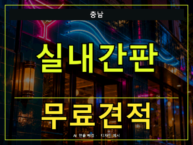 충남 실내간판 무료견적 안내 썸네일 · AI 연출 배경