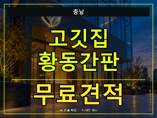 충남 고깃집 황동간판 무료견적 안내 썸네일 · AI 연출 배경