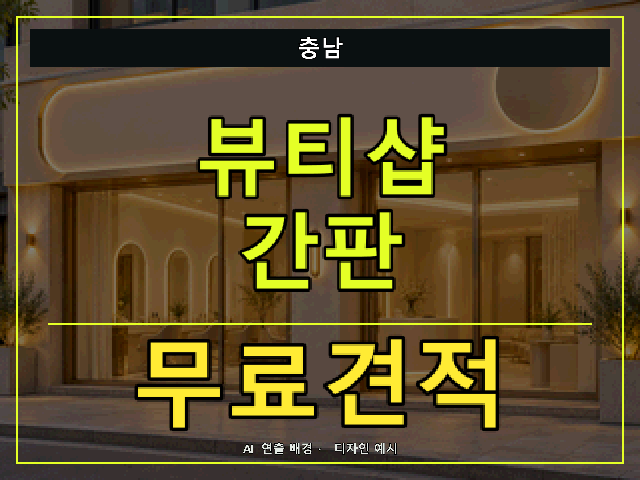 충남 뷰티샵 간판 무료견적 안내 썸네일 · AI 연출 배경