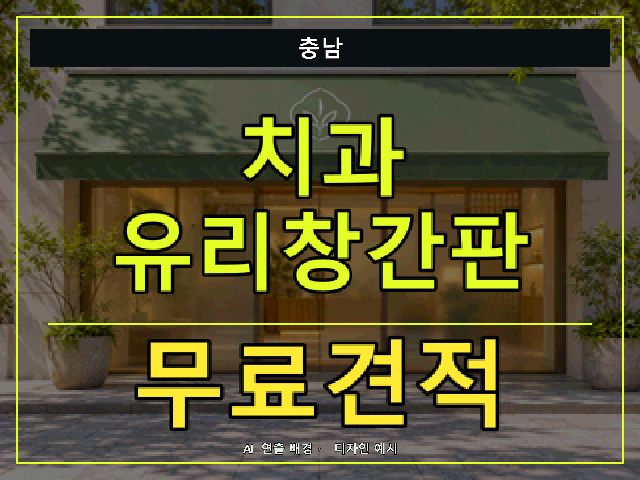 충남 치과 유리창간판 무료견적 안내 썸네일 · AI 연출 배경