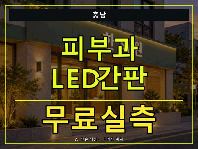 충남 피부과 LED간판 무료실측 안내 썸네일 · AI 연출 배경