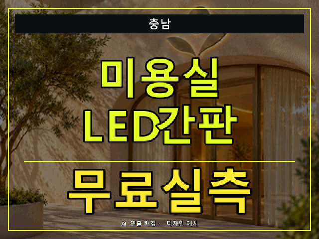 충남 미용실 LED간판 무료실측 안내 썸네일 · AI 연출 배경