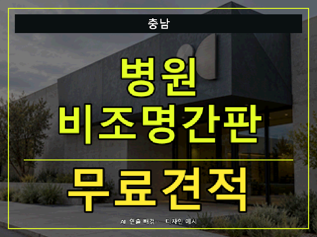충남 병원 비조명간판 무료견적 안내 썸네일 · AI 연출 배경