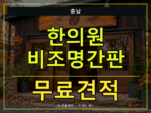 충남 한의원 비조명간판 무료견적 안내 썸네일 · AI 연출 배경