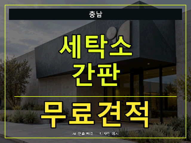 충남 세탁소 간판 무료견적 안내 썸네일 · AI 연출 배경