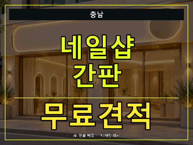 충남 네일샵 간판 무료견적 안내 썸네일 · AI 연출 배경