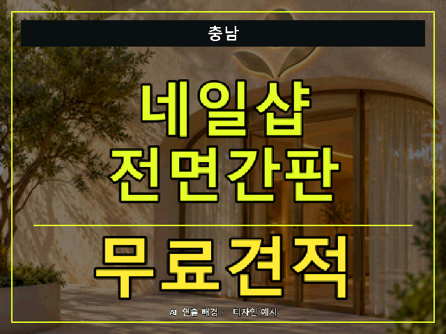 충남 네일샵 전면간판 무료견적 안내 썸네일 · AI 연출 배경