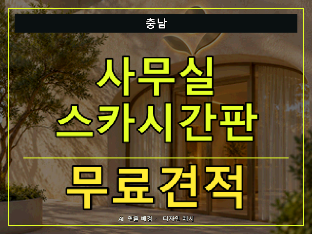 충남 사무실 스카시간판 무료견적 안내 썸네일 · AI 연출 배경