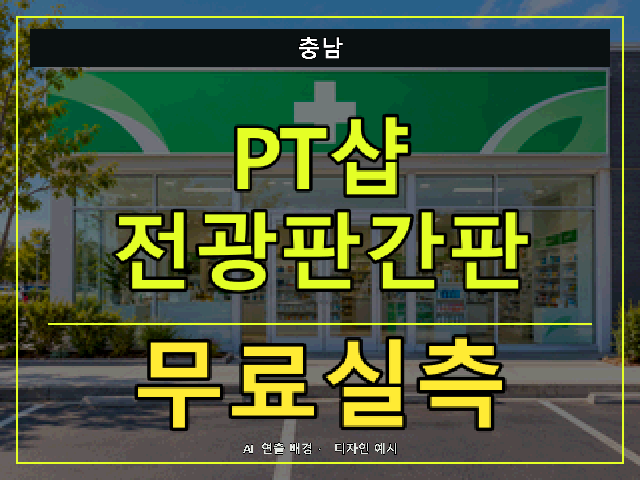 충남 PT샵 전광판간판 무료실측 안내 썸네일 · AI 연출 배경