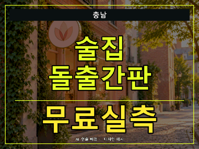 충남 술집 돌출간판 무료실측 안내 썸네일 · AI 연출 배경