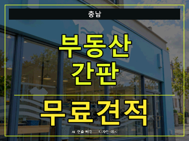 충남 부동산 간판 무료견적 안내 썸네일 · AI 연출 배경