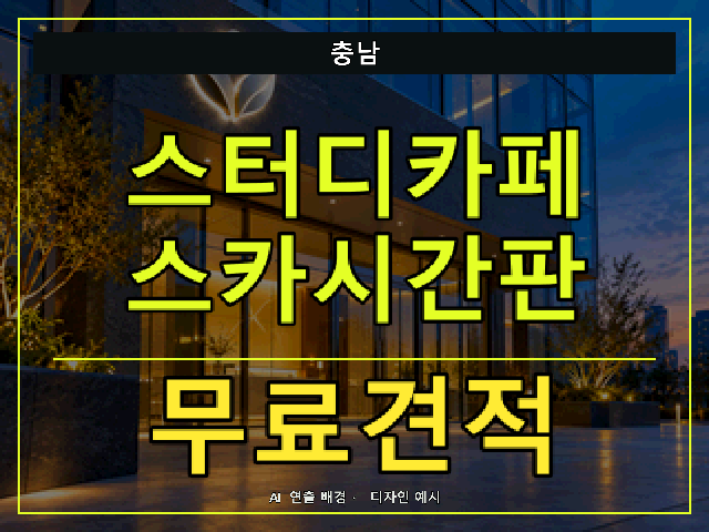 충남 스터디카페 스카시간판 무료견적 안내 썸네일 · AI 연출 배경