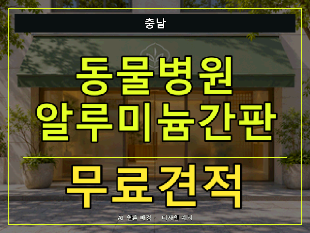 충남 동물병원 알루미늄간판 무료견적 안내 썸네일 · AI 연출 배경