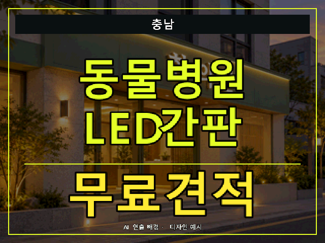 충남 동물병원 LED간판 무료견적 안내 썸네일 · AI 연출 배경
