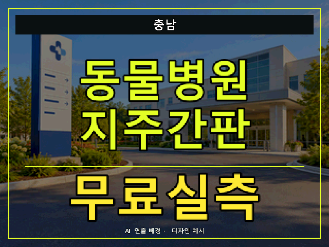 충남 동물병원 지주간판 무료실측 안내 썸네일 · AI 연출 배경