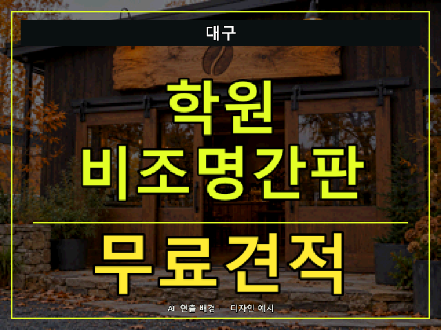 대구 학원 비조명간판 무료견적 안내 썸네일 · AI 연출 배경