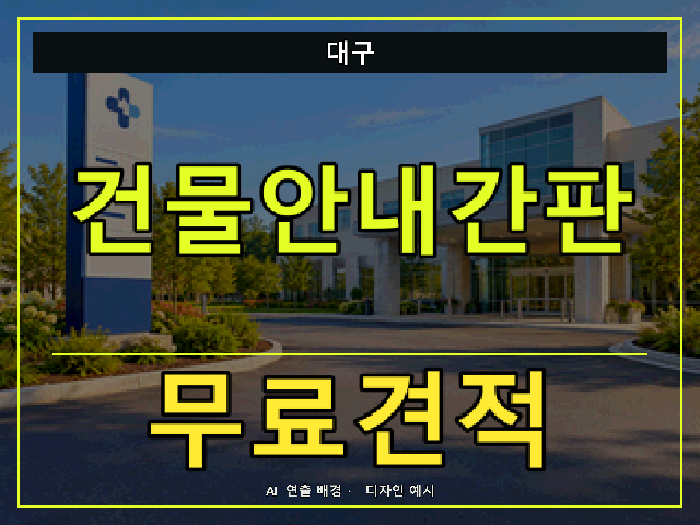 대구 건물안내간판 무료견적 안내 썸네일 · AI 연출 배경