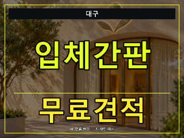 대구 입체간판 무료견적 안내 썸네일 · AI 연출 배경