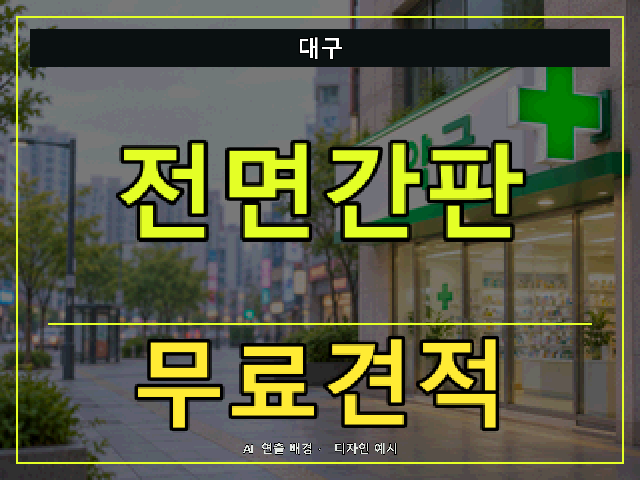 대구 전면간판 무료견적 안내 썸네일 · AI 연출 배경