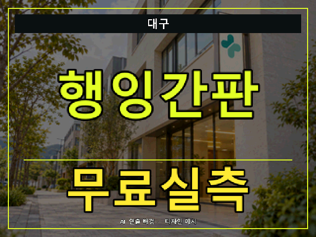 대구 행잉간판 무료실측 안내 썸네일 · AI 연출 배경
