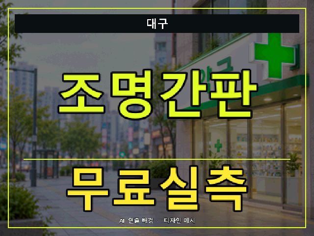 대구 조명간판 무료실측 안내 썸네일 · AI 연출 배경