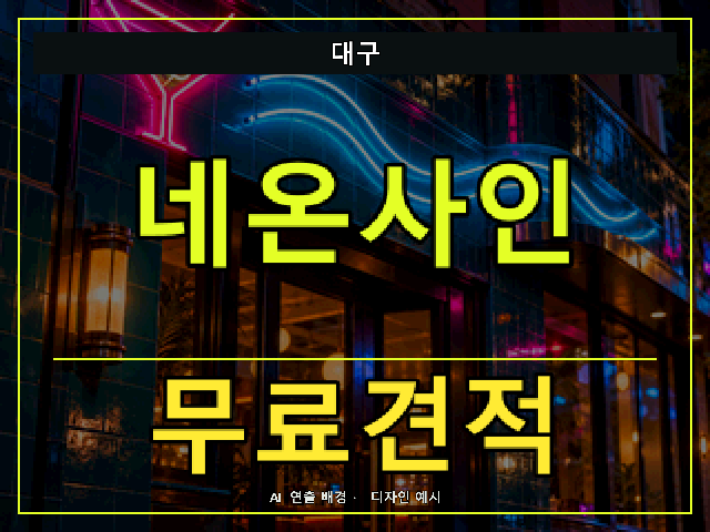 대구 네온사인 무료견적 안내 썸네일 · AI 연출 배경